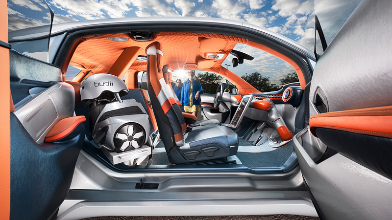 Illustration for article titled Rinspeed's Self-Driving i3 Anticipates Your Needs And Winds Your Watch